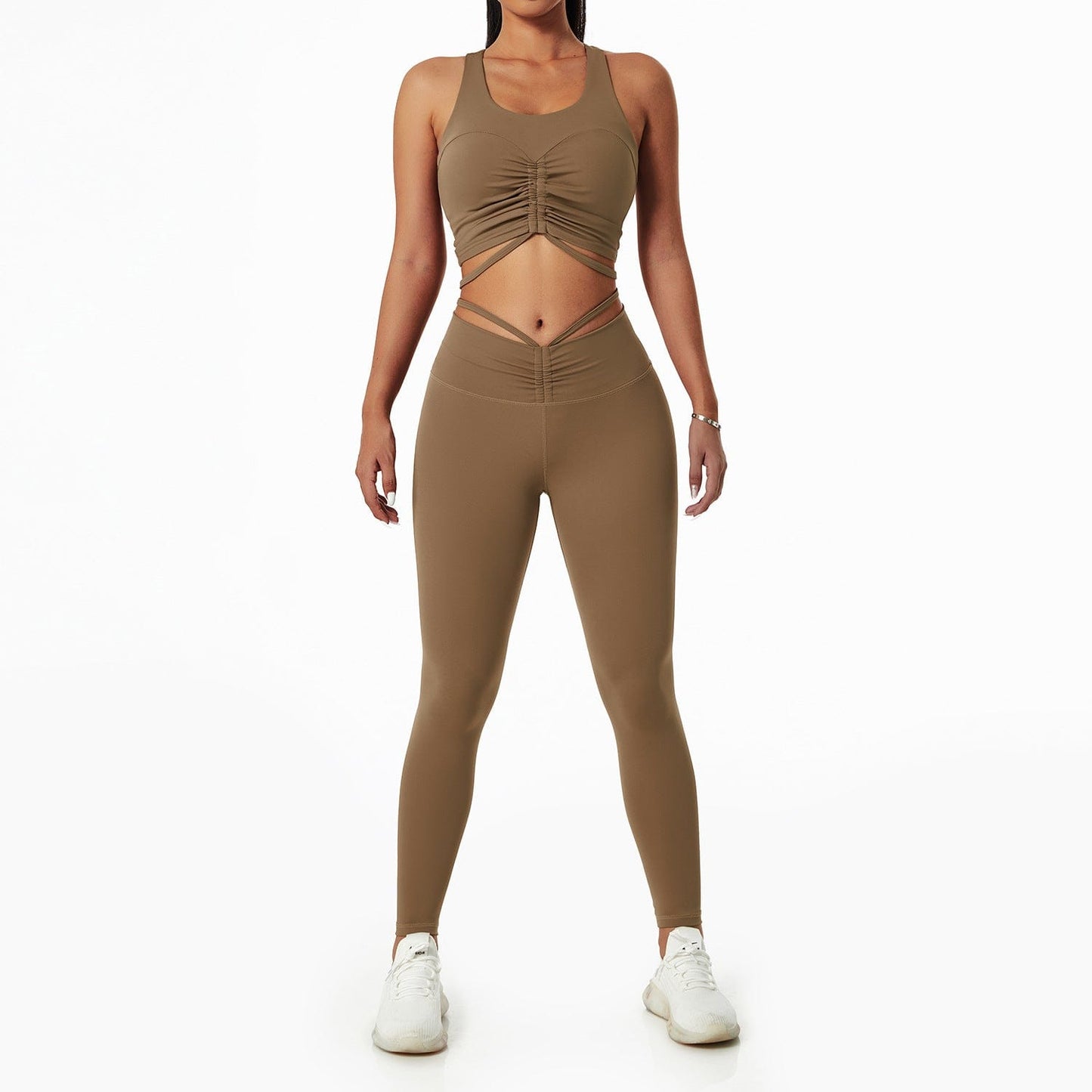 Fitness Chic: European-Style Yoga Suit with Drawstring Collar for Women's Gym and Sports Fashion