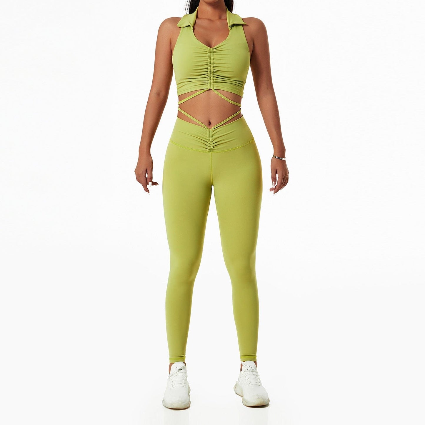 Fitness Chic: European-Style Yoga Suit with Drawstring Collar for Women's Gym and Sports Fashion