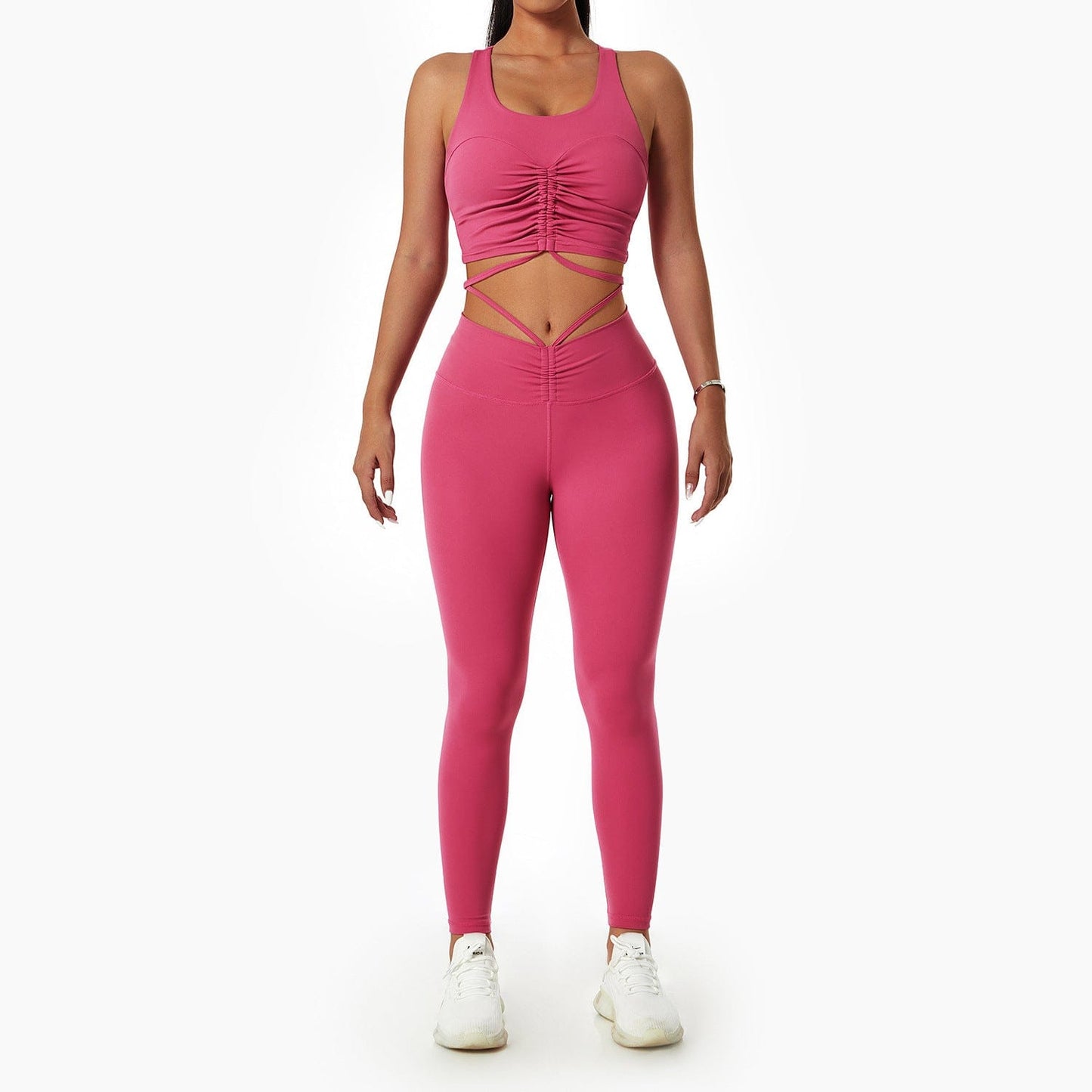 Fitness Chic: European-Style Yoga Suit with Drawstring Collar for Women's Gym and Sports Fashion